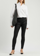 Eileen Fisher Coated Stretch-denim Trousers Black