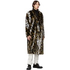 Neil Barrett Tan and White Faux-Fur Oversized Abstract Eco Coat