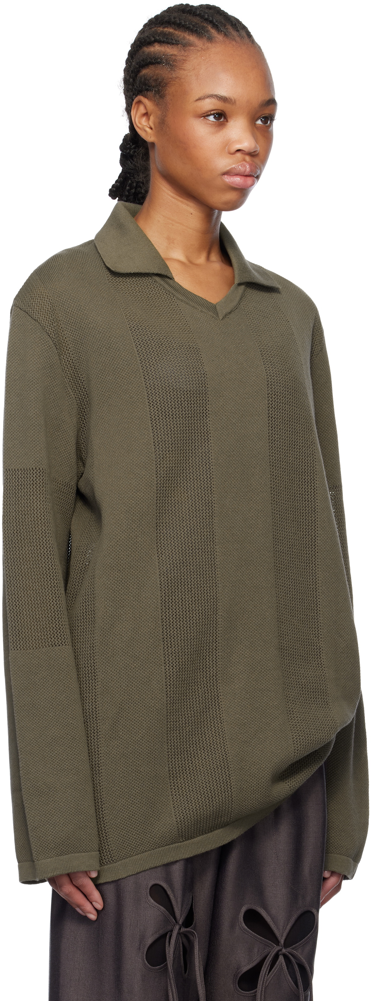 J.Kim Khaki Anton Belinskiy Edition Striped Knit Circus Jersey Polo
