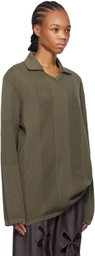 J.Kim Khaki Anton Belinskiy Edition Striped Knit Circus Jersey Polo