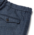 Boglioli - Navy Slim-Fit Tapered Micro-Checked Wool-Flannel Drawstring Trousers - Blue