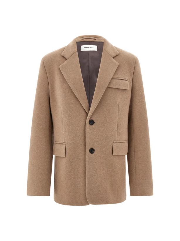 Photo: Ferragamo Mens Jersey interlock blazer in Beige