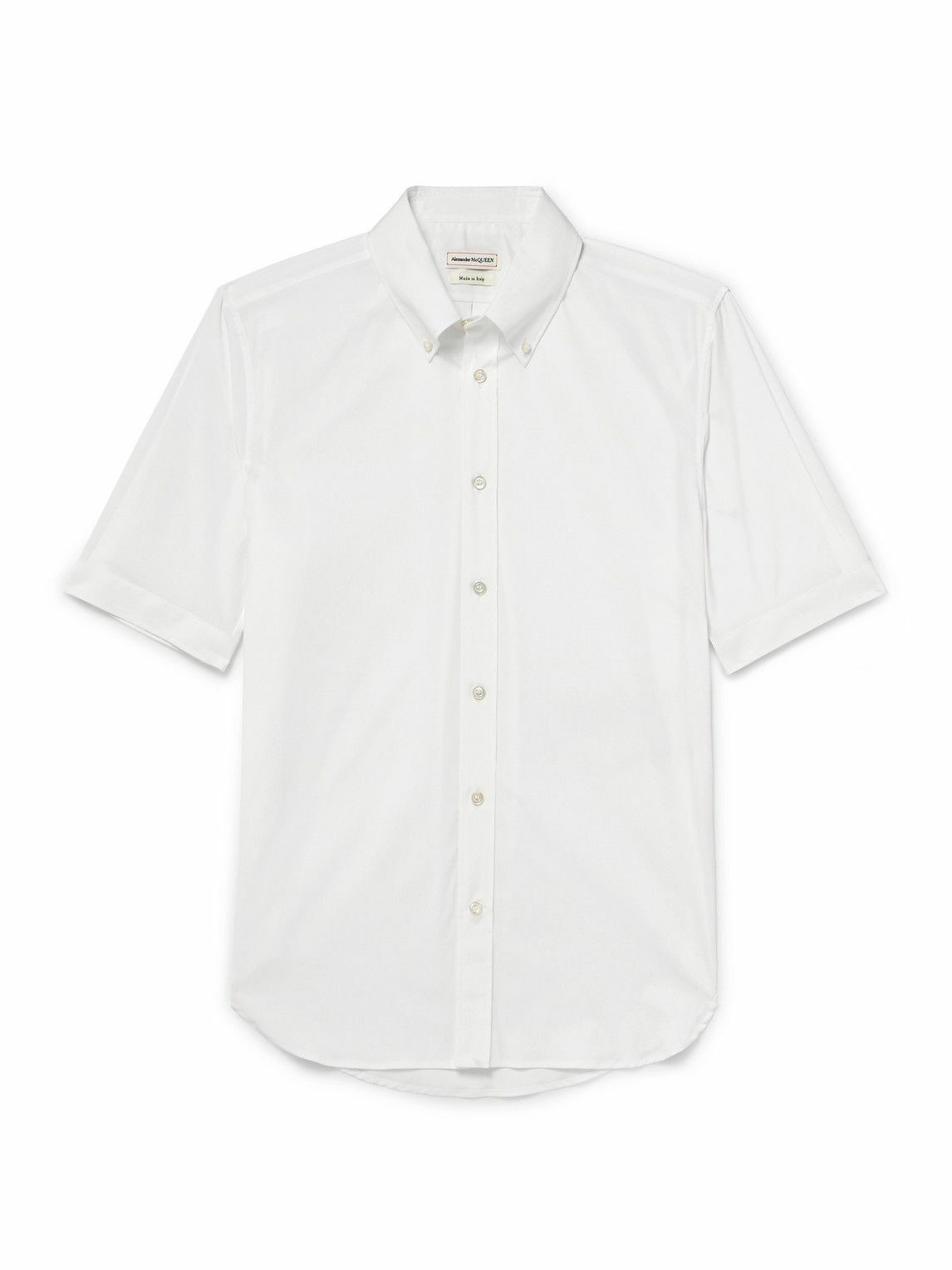 Alexander McQueen - Brad Pitt Button-Down Collar Cotton-Blend Poplin Shirt - White