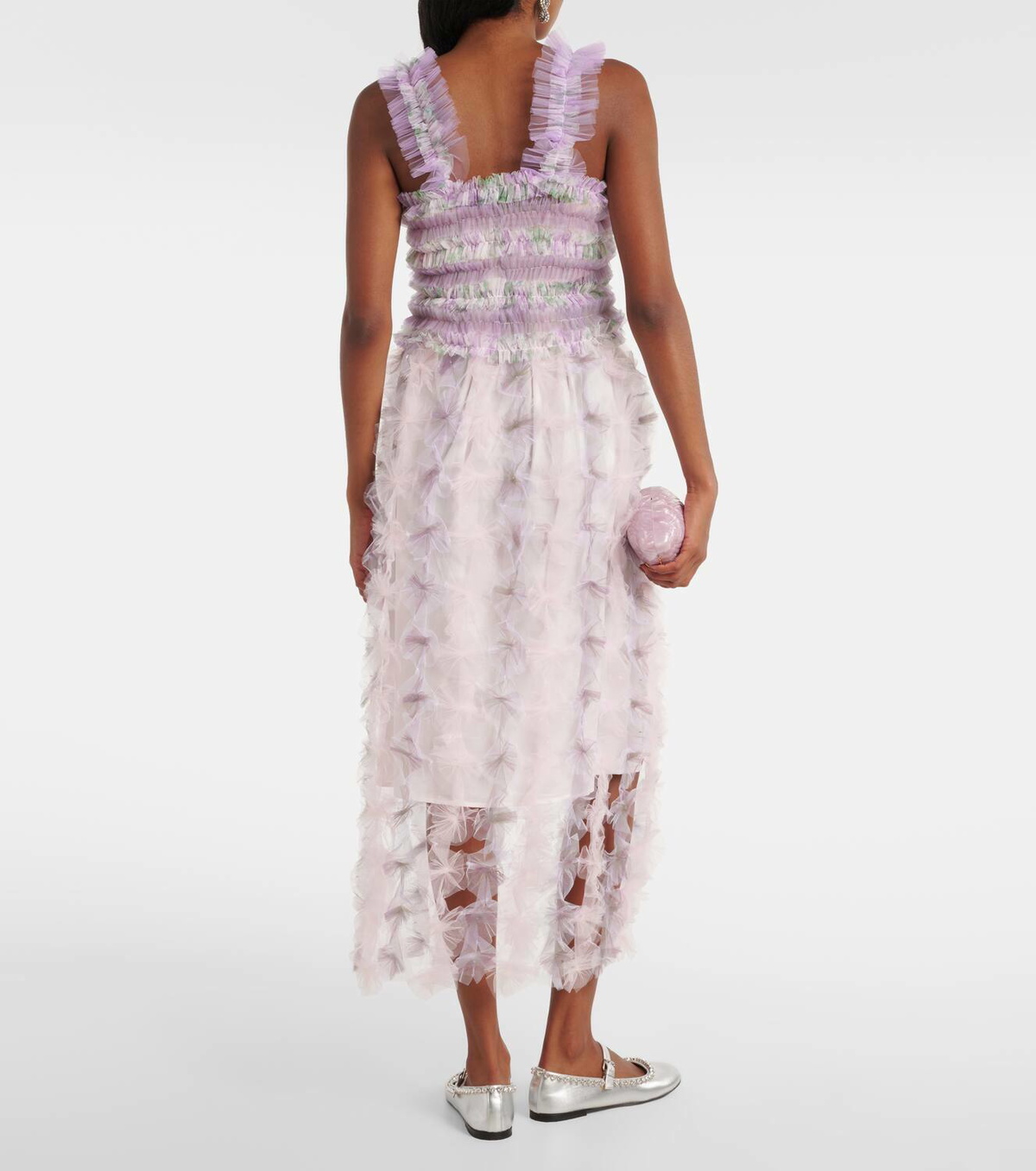 Susan Fang Shirred floral tulle top