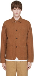 Drake's Brown Canvas Mitred Chore Jacket