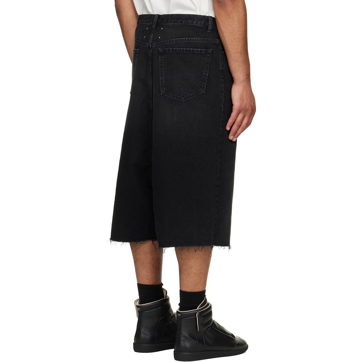 Maison Margiela Black Faded Cutoff Denim Shorts