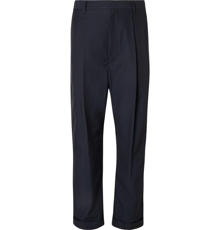 Photo: Deveaux - Navy William Tapered Pleated Twill Trousers - Blue