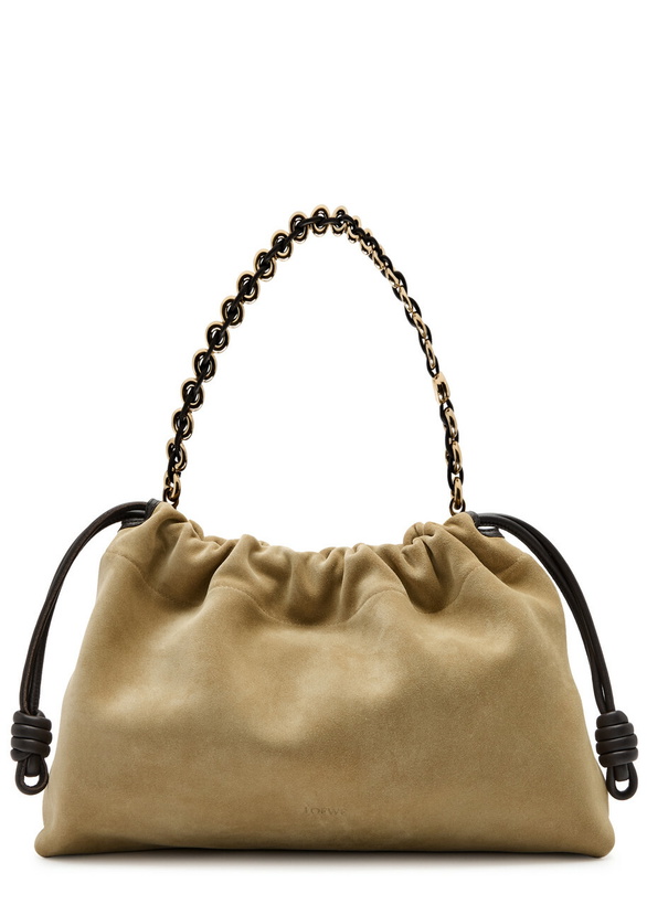 Photo: Loewe Flamenco Large Suede Shoulder bag - Beige - One Size