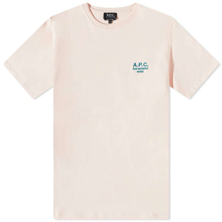 Photo: A.P.C. Men's New Raymond Embroidered Logo T-Shirt in Pale Pink