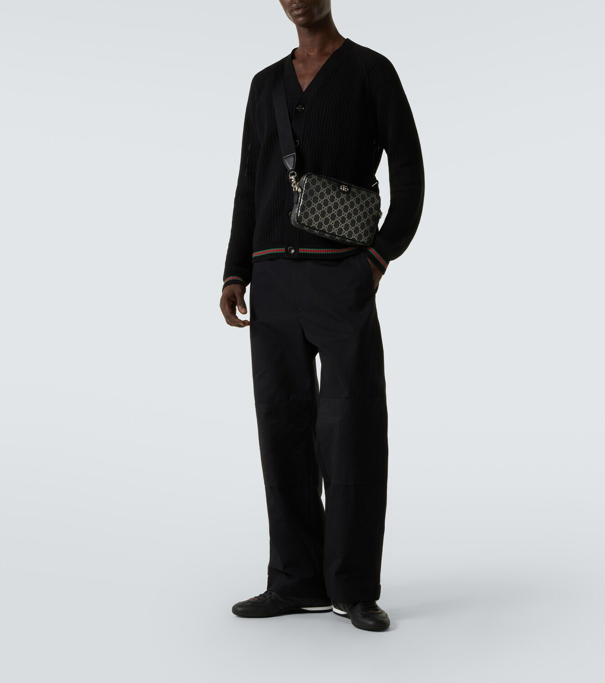 Gucci GG leather-trimmed shoulder bag