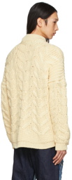 Serapis Off-White Wool Cable Knit Sweater