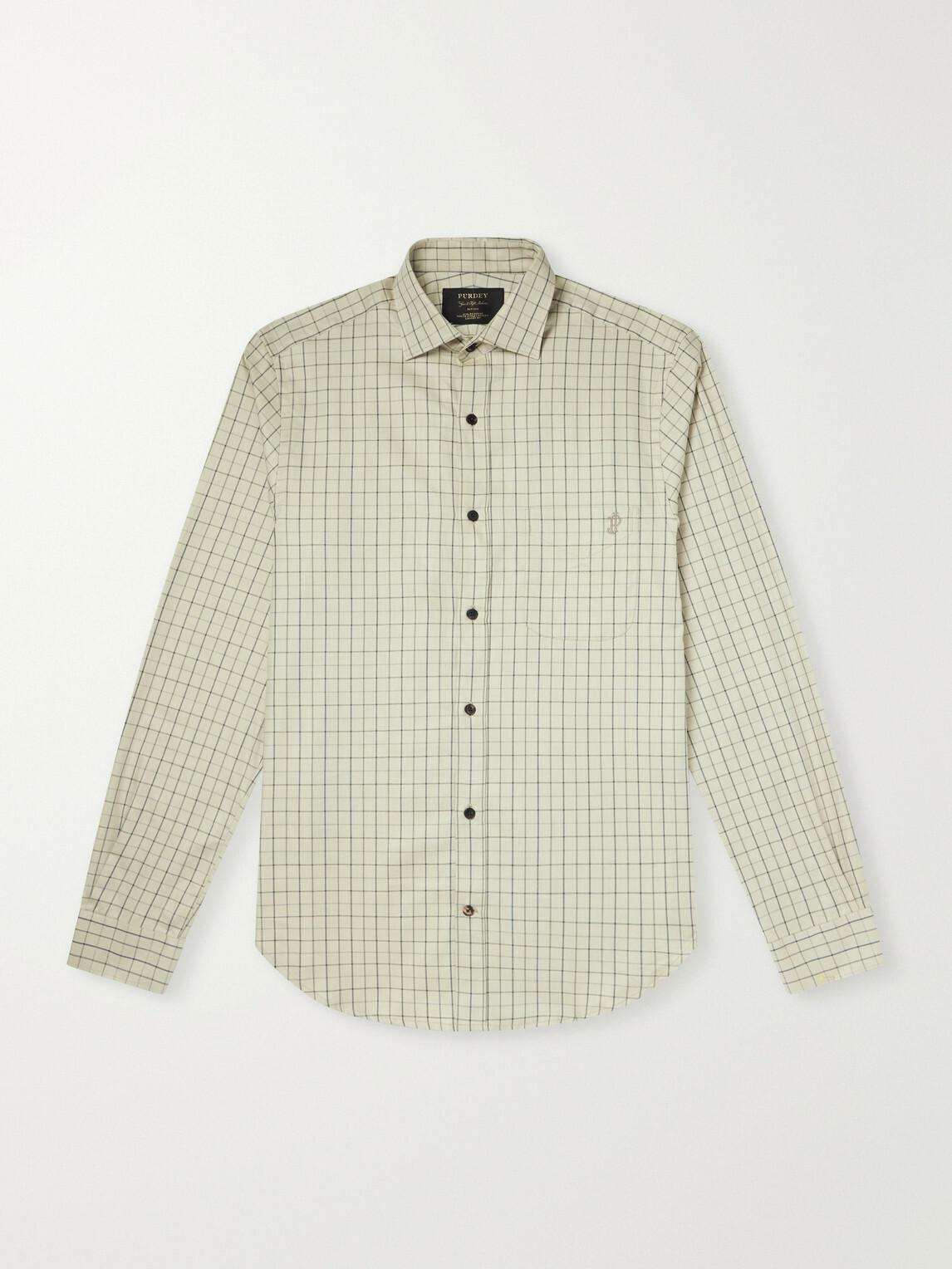 Purdey - Logo-Embroidered Checked Cotton-Twill Shirt - Green