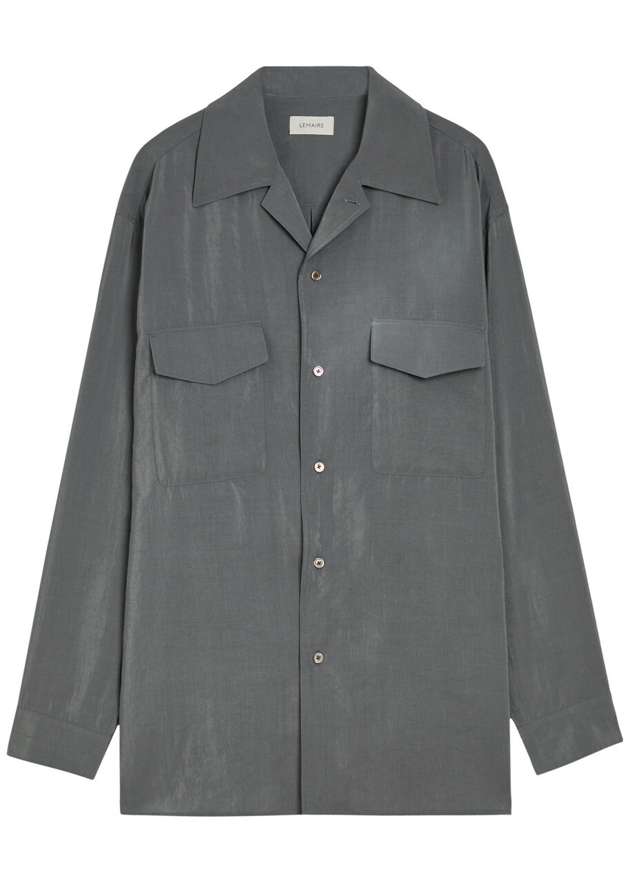 Lemaire Black Chintz Stand Collar Shirt Lemaire Lemaire Black Chintz Stand Collar Shirt Lemaire