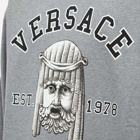 Versace Men's Greek Mask Varsity Crew Sweat in Medium Grey