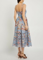 Zimmermann Awaken Picnic Floral-print Linen Midi Dress Multicoloured 1