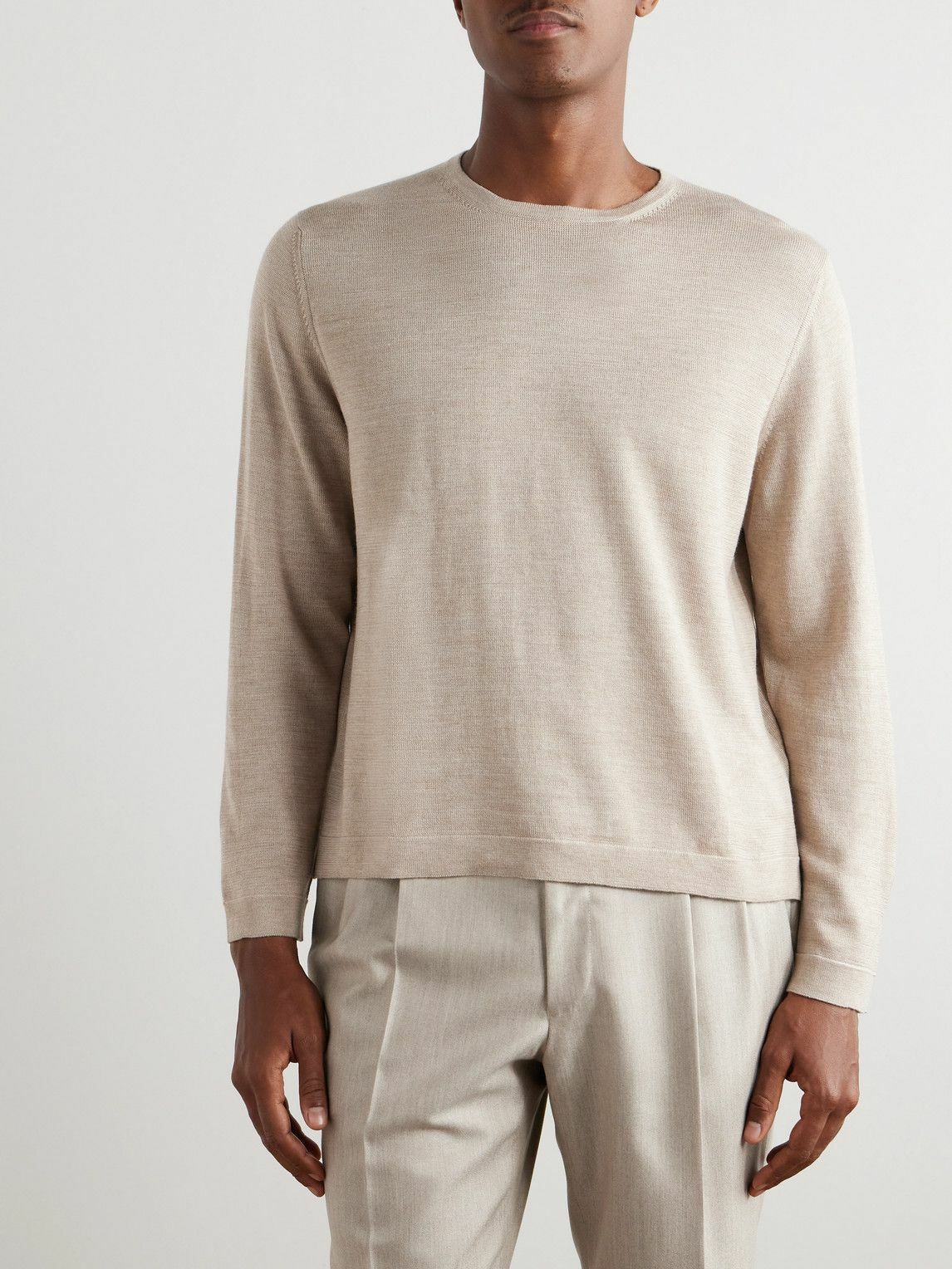 Stòffa - Cotton and Silk-Blend T-Shirt - Neutrals