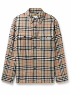 Burberry - Fleece-Lined Checked Wool and Cotton-Blend Flannel Overshirt - Neutrals