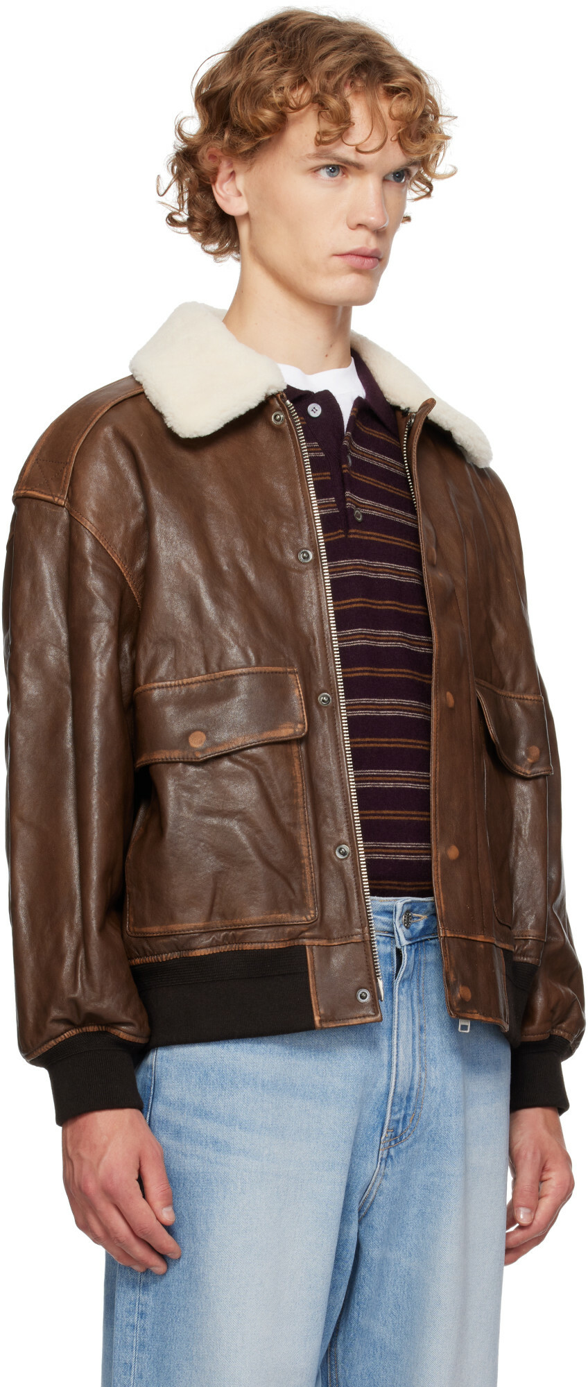 Dunst Brown Detachable A-2 Leather Jacket