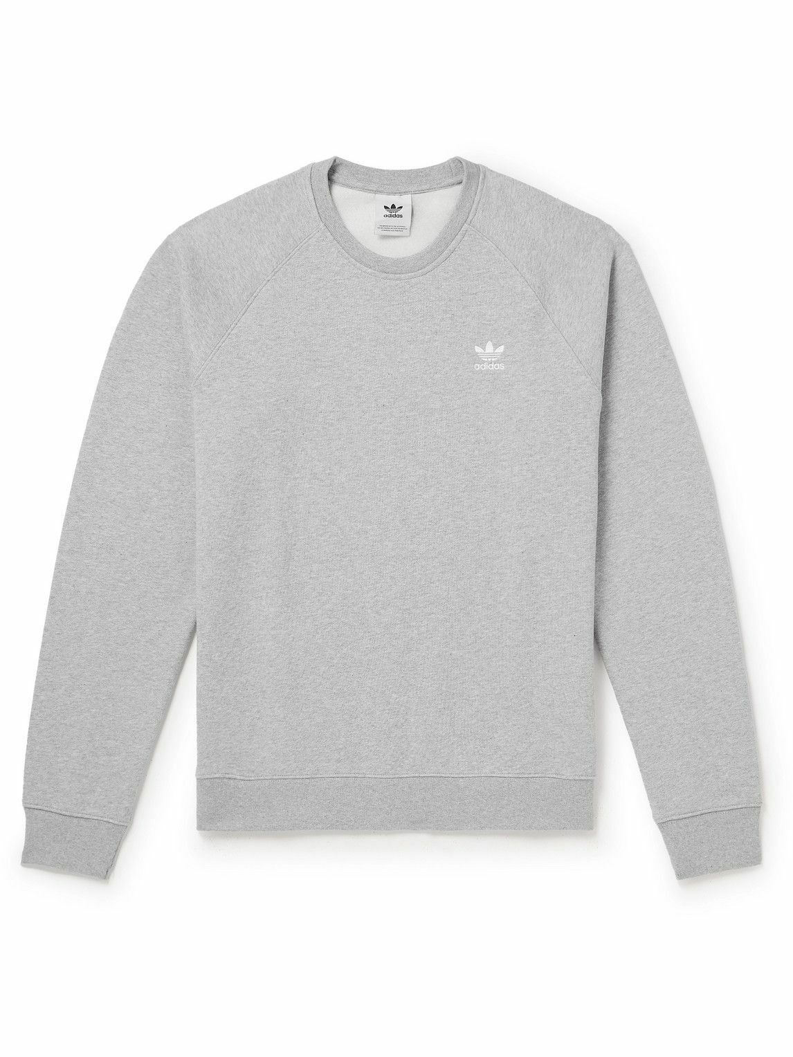 Photo: adidas Originals - Essential Logo-Embroidered Cotton-Blend Jersey Sweatshirt - Gray