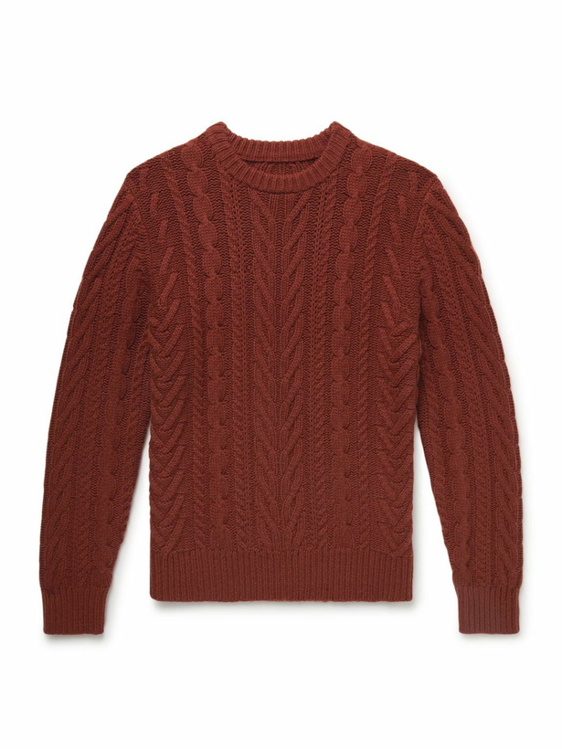 Photo: Guest In Residence - Fisherman Cable-Knit Wool and Cashmere-Blend Sweater - Orange