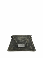 MM6 Maison Margiela Vintage Effect Metal Plaque Flap Shoulder Bag