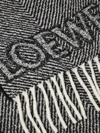 LOEWE - Fringed Logo-Jacquard Striped Alpaca-Blend Bouclé Scarf