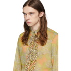 Dries Van Noten Yellow and Green Floral Ruffle Shirt