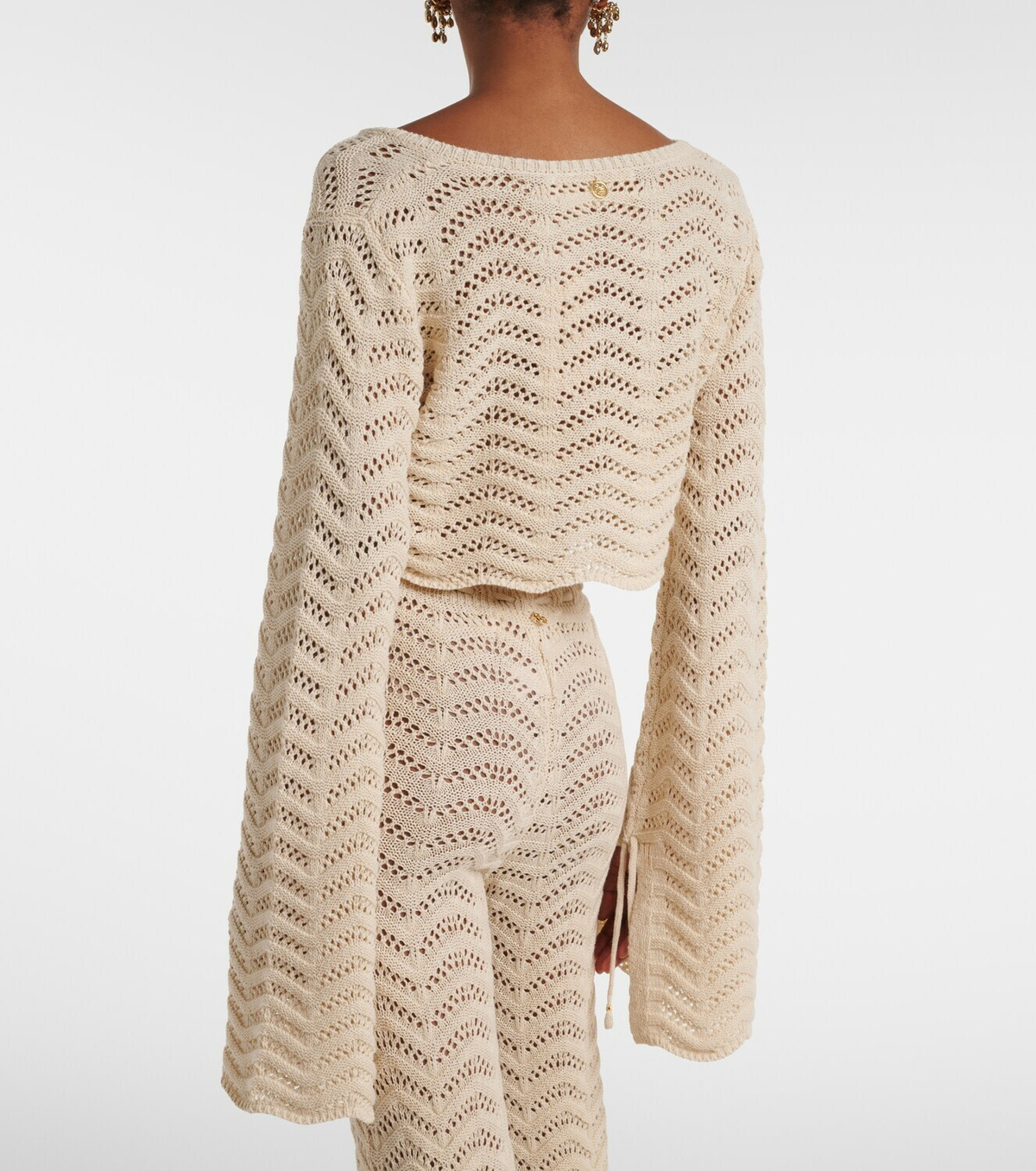 Bananhot Miana open-knit cotton-blend crop top