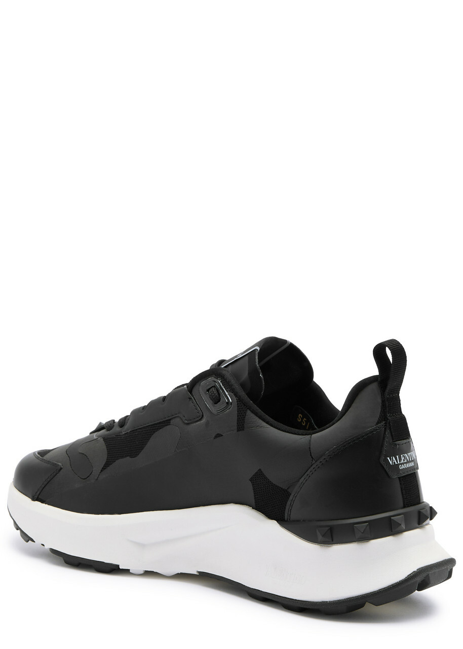 Valentino True Act Printed Canvas Sneakers Black And White