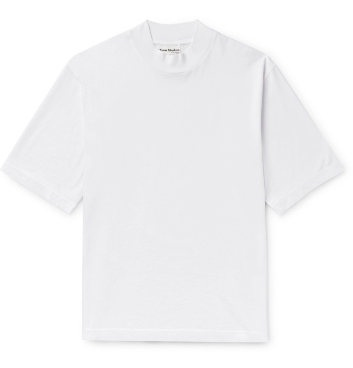 Photo: Acne Studios - Esco Cotton-Jersey Mock-Neck T-Shirt - White