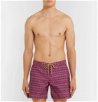 Thorsun - Leaf Slim-Fit Short-Length Printed Swim Shorts - Purple