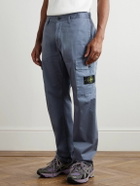 Stone Island - Straight-Leg Stretch Organic Cotton Satin-Twill Trousers - Blue