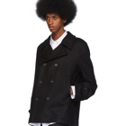 Comme des Garcons Shirt Black Wool Broadcloth Workstitch Peacoat