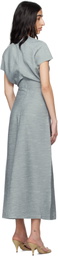 TOTEME Blue Slouch Waist Crinkled Midi Dress
