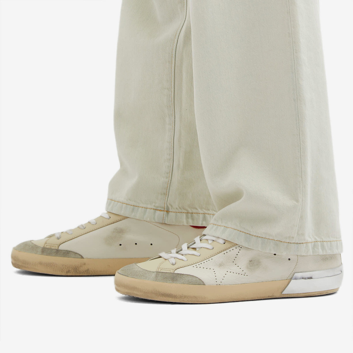 Golden Goose Men's Super Star Leather Sneaker in White/Ivory