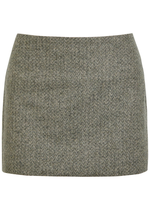 Photo: Reformation Carla Herringbone Tweed Mini Skirt Grey