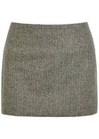 Reformation Carla Herringbone Tweed Mini Skirt Grey