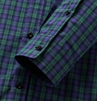 Balenciaga - Oversized Button-Down Collar Logo-Print Checked Cotton-Poplin Shirt - Green