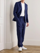 Oliver Spencer - Tapered Belted Linen Trousers - Blue