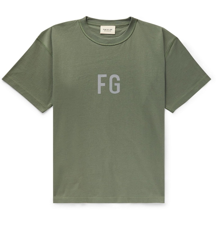 Photo: Fear of God - Logo-Print Cotton-Jersey T-Shirt - Green