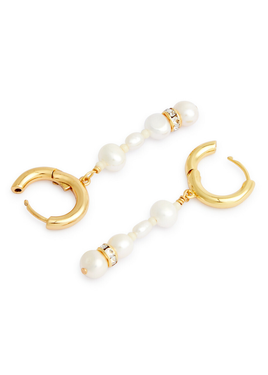 Anni LU Upcycled Pearly 18kt Gold-plated Drop Earring, Earring, Pearl - One Size