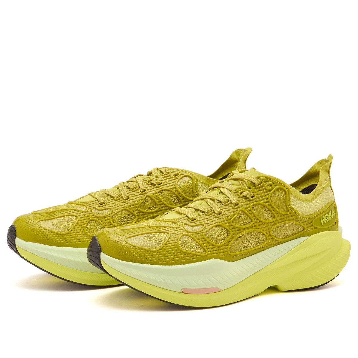 HOKA ONE ONE U Mach X Caged Sneaker in Pea Green/Hoka Citru