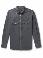 TOM FORD - Slim-Fit Washed-Denim Western Shirt - Gray