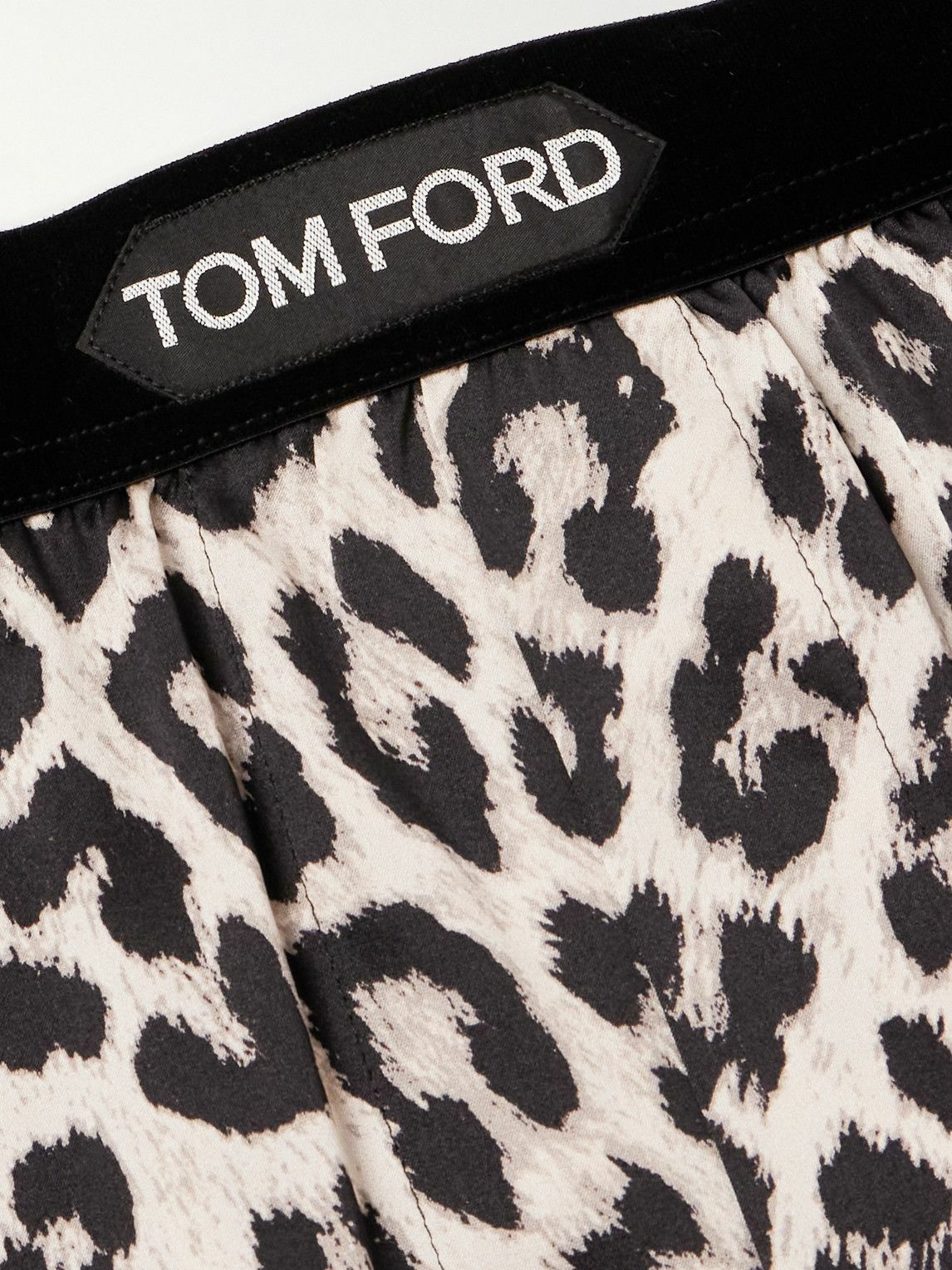 TOM FORD Velvet-Trimmed Leopard-Print Silk-Satin Boxer Briefs for Men