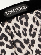 TOM FORD - Velvet-Trimmed Leopard-Print Silk-Satin Boxer Shorts - Brown
