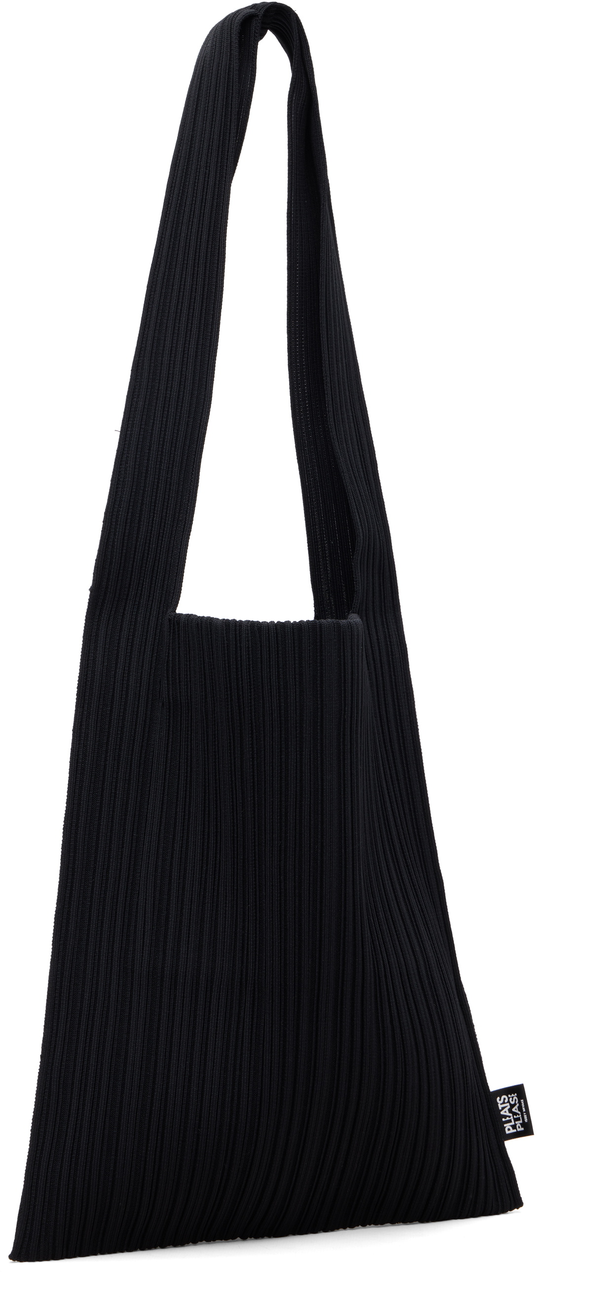 PLEATS PLEASE ISSEY MIYAKE Black Crepe Knit Tote