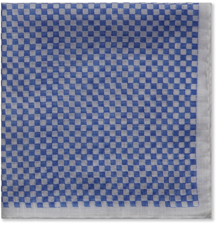 Photo: Anderson & Sheppard - Checkerboard Cotton Pocket Square - Blue