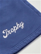 Cherry Los Angeles - Straight-Leg Logo-Appliquéd Cotton-Jersey Drawstring Shorts - Blue