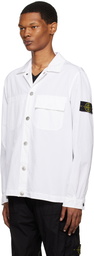 Stone Island White Press-Stud Shirt