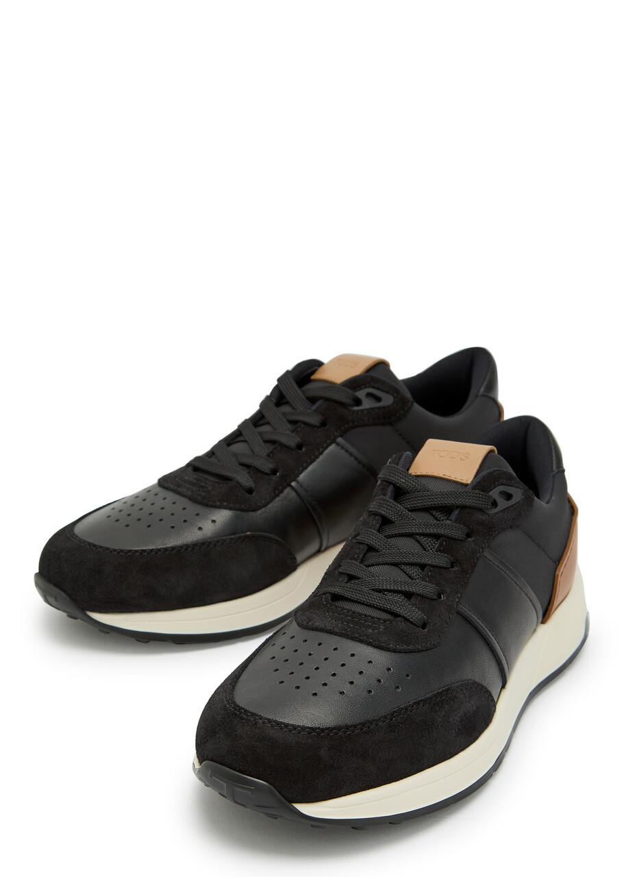 Tods All Pelle Running Panelled Leather Sneakers Black
